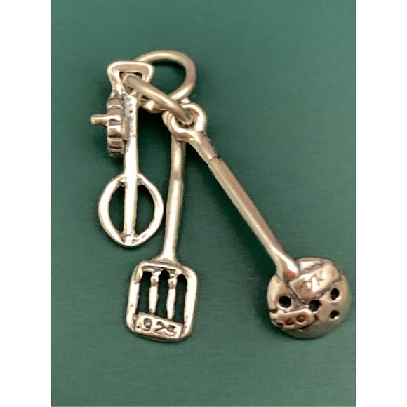 .925 Cooking Utensils Sterling Silver Jewelry Charm #chef #cook - Picture 1 of 4